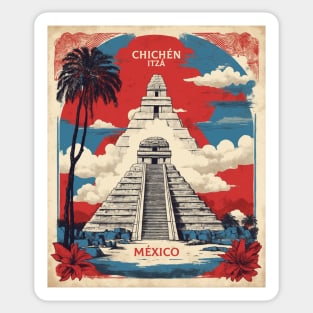 Chichen Itza Mexico Vintage Poster Tourism 2 Sticker